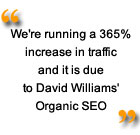 We're running a 365% increase in traffic and it is due to David Williams' Organic SEO